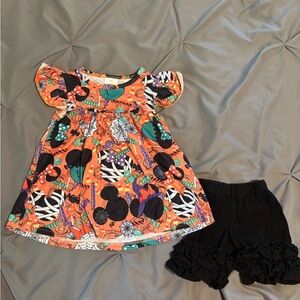 Minnie Mouse Halloween Dress with Black Ruffle Shorts